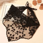 Resim 1 Adet Kadınlar İçin Şık Siyah Çiçek Nakışlı Üçgen Eşarp - Hafif %100 Polyester, Esnemez Çok Yönlü Boyun Bandı Randevular, Seyahat ve Resmi Etkinlikler İçin 