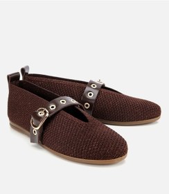 Resim Hotiç Kadın Kahverengi Örgü Detaylı Mary Jane Kemerli Babet 01ayh316560a480 01ayh316560a480 Kahverengi 