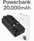 Resim Kensa Powerbank 20.000 mAh | 22.5W PD Hızlı Şarj | LED Göstergeli | Dahili Kablo | Type-C & iOS Uyumlu 