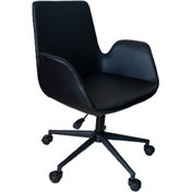 Resim Büro Sandalyesi Siyah Metal Ayaklı Siyah Suni Deri 