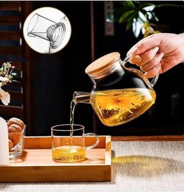 Resim Bambu Kapaklı Borosilikat Cam Demlik 1000ml Royaleks-cm-2000 Çok Renkli 