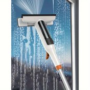 Resim Üçü bir arada cam temizleme kiti, silikon kazıyıcı dahil, yüksek pencereler/duş kapıları/araç ön camları için uygun. Ev temizlik araçları/pencere temizleme ürünleri. Ergonomik sap tasarımı. Dayanıklı cam temizleme aleti 