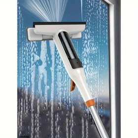 Resim Üçü bir arada cam temizleme kiti, silikon kazıyıcı dahil, yüksek pencereler/duş kapıları/araç ön camları için uygun. Ev temizlik araçları/pencere temizleme ürünleri. Ergonomik sap tasarımı. Dayanıklı cam temizleme aleti 