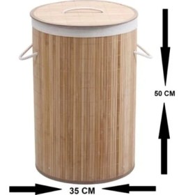 Resim Decohandy Yuvarlak Bambu Kirli Sepeti 