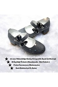 Resim BEEBRON Ortopedik Topuklu Abiye Kız Çocuk Ayakkabı Shining Series Abiayk2401 Simli Antrasit 