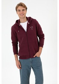 Resim U.S. Polo Assn. Erkek Regular Fit Koyu Bordo Şardonlu Örme Hırka 50313755-VR177 