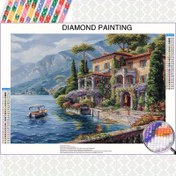Resim Yuvarlak Elmas Boyama Seti 30x40cm - Araçlar, Manzaralı Göl Evi ve Tekne Tasarımı ile 5D Tam Matkap, Oturma Odası Yatak Odası Dekoru için Tuval Duvar Sanatı, Yeni Başlayanlar için DIY El Sanatları Mozaik Elmas Sanatı, Çerçevesiz Ev Duvar Dekorasyonu Hediyesi 