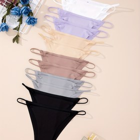 Resim 12 Paket Kadın Bikini İnce Askılı Dikişsiz İç Çamaşırı Bayan Yumuşak ve Rahat Düşük Bel Seksi Külot Düz Renk İç Çamaşırı 