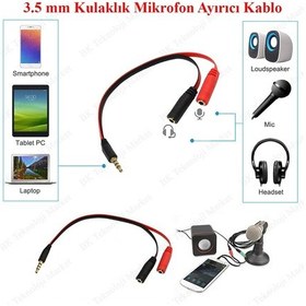 Resim 3.5Mm Bilgisayar / Cep Telefonu Kulaklık Mikrofon Ayırıcı Kablo 