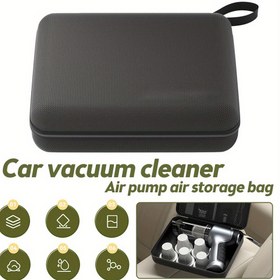 Resim Araba Elektrikli Süpürgesi için PVC Sert Kabuk Saklama Çantası - Taşınabilir Toz Geçirmez Düzenleyici Taşıma Çantası Hava Pompası, Şarj Cihazı, Kablolar, Aksesuarlar - 1 adet 