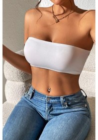 Resim Straplez Kadın Büstiyer Beyaz Beyaz 