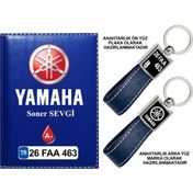 Resim Plakanıza Özel Yamaha Logolu Lacivert Ruhsat Kabı Ve Anahtarlık 