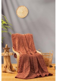 Resim Cotton Box Emboss Çift Kişilik Battaniye Kiremit 