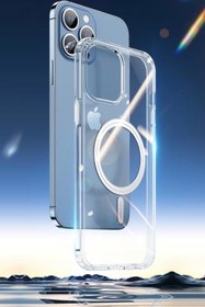 Resim coofbe Iphone 12 - 12 Pro 6.1 Magsafe Manyetik Şeffaf Silikon Kılıf, Darbe Emici, Sararmaz Tpu Pc 