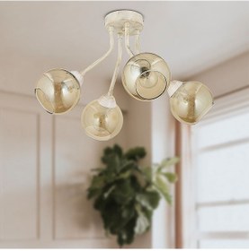 Resim David 4Lü Beyaz Silme Bal Camlı Modern Genç Odası Mutfaksalon Avize 