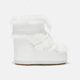 Resim Moon Boot MB Icon Low Nylon Beyaz Kadın Kar Botu Kısa Topuklu Konforlu Tasarım ile Şık Görünüm 