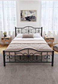 Resim ARGİMO Pero Çift Kişilik Ferforje Metal Karyola Siyah 