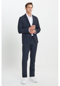 Resim Erkek Antrasıt Slim Fit Dar Kesim Mono Yaka Çizgili Takım Elbise Antrasit 