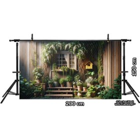 Resim Venspor Rustik Bahçe ve Kuş Evi Temalı Arkaplan 200x150cm Fon Duvar Örtüsü 