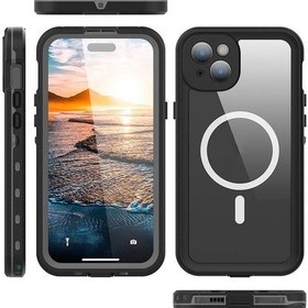 Resim İphone 15 Uyumlu 1-1 Su Geçirmez Kılıf-siyah 