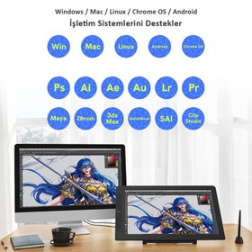 Resim Veikk VK2200Pro 21.5" IPS FullHD Tam Lamine Ekran, 8 Kısayol,2 Scroll Tuşlu Sağ/Sol El Grafik Tablet 