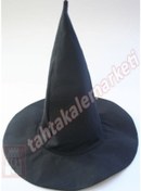 Resim Cadı Şapkası Siyah Kaliteli Keçe Kumaş Siyah 