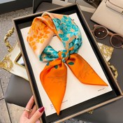 Resim Şık Yaprak Desenli Kare Eşarp 69.85 cm Güneşlik Dekoratif Moda Saç Bandı Günlük Kullanım İçin 