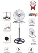 Resim Torima SF-03 Gümüş Ayarlanabilir 18'' İnc Ayaklı 55W 3 Kademe 3 Pervaneli Vantilatör Fan 