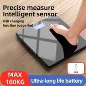 Resim USB Şarj Edilebilir Pil ile Akıllı Kablosuz Dijital Vücut Ölçeği - Doğru Ev Ağırlık Ölçümü, LCD Ekran ve Kolay Kullanım için Akıllı Dokunmatik Ekran, Vücut Ağırlık Ölçeği, Modern Dijital Ölçe, Dokunmatik Etkin 