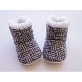 Resim Puppis Baby Desenli Kaymaz Taban %100 Yün Bebek Panduf 