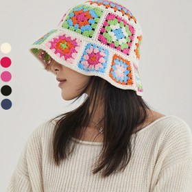 Resim Kadınlar için kova şapka, tığ işi seyahat şapkası, modaya uygun retro desenli plaid şapka 