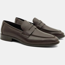 Resim Desa Erkek Koyu Kahve Klasik Slip-On Deri Loafer 