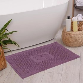 Resim Homedius Kareli Ayak Desenli Pamuk Ayak Havlusu 50x70 cm Mor 