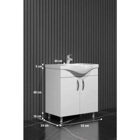 Resim Özceden Yıldız Banyo Dolabı 55 cm Ayaklı Beyaz Mdf Alt Modül ve Lavabo 