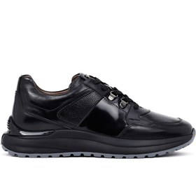 Resim Derimod Erkek Siyah Bağcıklı Kalın Tabanlı Deri Casual Sneaker,Kışlık Spor Ayakkabı 25WFD600614 