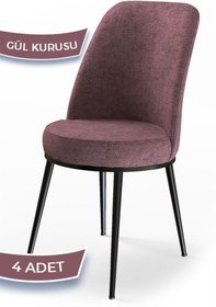 Resim Canisa Concept Dexa Serisi, Üst Kalite Yemek Odası Sandalyesi, Metal Siyah Iskeletli, 4 Adet Gülkurusu Sandalye 