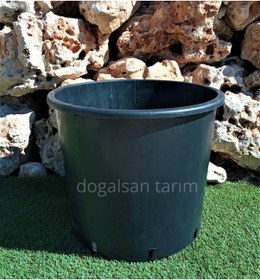 Resim 3 Adet 45 Lt Siyah Yuvarlak Üretim Saksı Fide Saksı Çiçek Saksı 