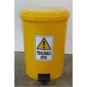 Resim 40 Lt Pedallı Güvenli Atık Kovası, Turuncu Renkli 