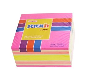 Resim Hopax Stickn Yapışkanlı Not Kağıdı 76x76 Mm Küp 4 Renk 400 Yaprak Karışık 