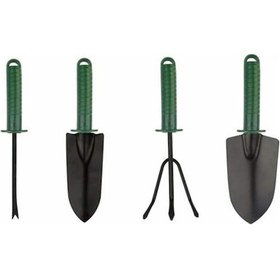 Resim Wezone 4 Parça Dayanıklı Bahçe Alet Seti - Metal Kürek, Tırmık, Çapa - Kaymaz Tutma Sapı 