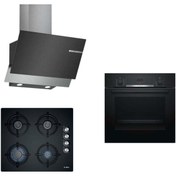 Resim Bosch Siyah Ankastre Set 241 (HBF514BB0T + POP6C6O10O + DWK65AD60R) Bosch