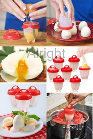 Resim teknotrust Kırmızı 6'lı Slikon Yumurta Haşlama Kabı Pratik ve Şık Tasarım 