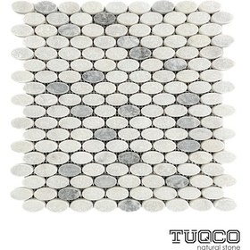 Resim TUQCO Doğaltaş Ellipse Muğla B. - Gümüş Eskitme Mermer Mozaik 