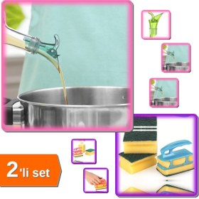 Resim HerEveOyuncak Şişe Ucu Yağdanlık Tıpa 2 Adet + Süngermatik 3 Adet Bulaşık Süngeri Hediyeli - 2li Set M1E7K4 