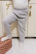 Resim VİP BERA TEKSTİL Çocuk Taş Gri Kışlık Şardonlu 3 Iplik Paçası Lastikli Eşofman Altı 