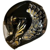 Resim Vırtue Vizörlü Çene Açılır Motosiklet Kaskı Gold - Siyah 