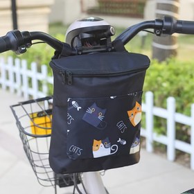 Resim 1 adet Çok Yönlü Bisiklet Kolu Çantası - Elektrik ve Motosikletler için Büyük Kapasiteli, Fermuarlı Ön Depolama, Dayanıklı Oxford Kumaş, Kedi İllüstrasyonları, Açık Hava Maceraları için Mükemmel, Motosiklet Aksesuarları | Kedi İllüstrasyon Çantası | Dayanıklı Oxford Kumaş 