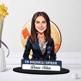 Resim Kişiye Özel Kadın Spikere Hediye Karikatürlü Biblo 