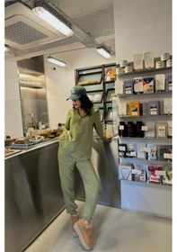 Resim Kapitone Kapişonlu Eşofman Takım - Haki 