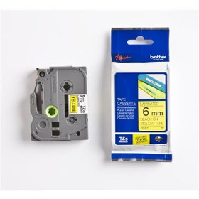 Resim Brother TZE-611 6 mm Sarı Üzeri Siyah Laminasyonlu Etiket 